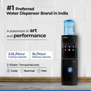 ATLANTIS BLAQUE | 18L Cooling Cabinet | Smart Push Buttons | Hot, Normal & Cold Water | 2.5L/hour Cooling Capacity  | Top Loading